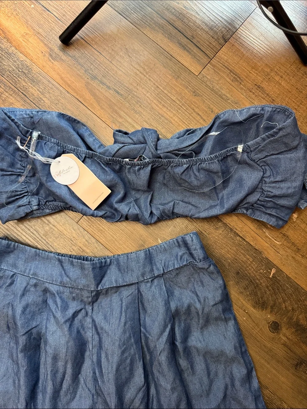 Wide-Leg High-Rise 2 piece set in Indigo Blue